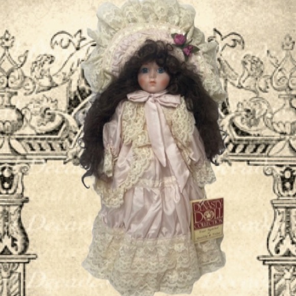 Vintage Krystal Dynasty Doll Collection Victorian Porcelain Doll Ribbons & Lace